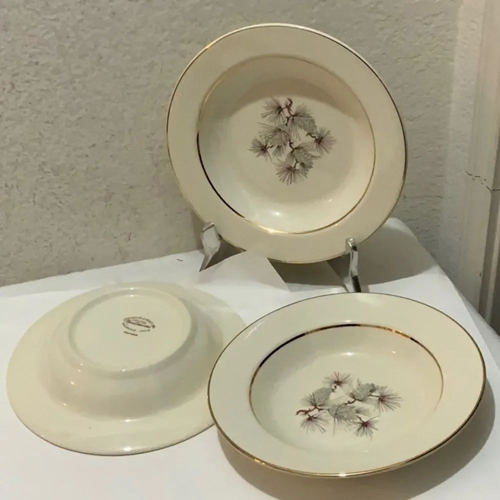 3 Cunningham & Pickett Pine Cone 22k Gold Decorated Princess Plate-Alliance B1